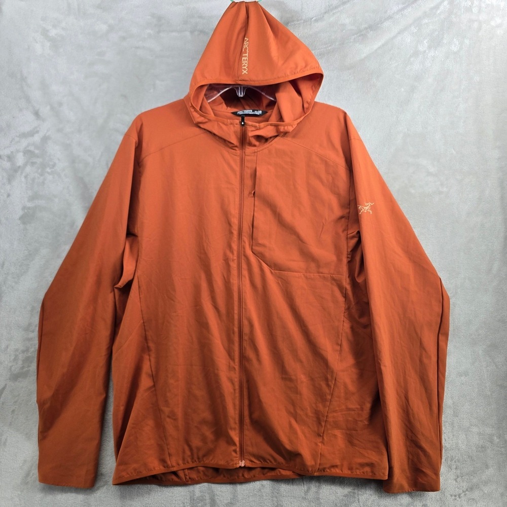ARC'TERYX Sima Hoody Mens Large Lightweight Water Resistant Hooded Jacket Orange